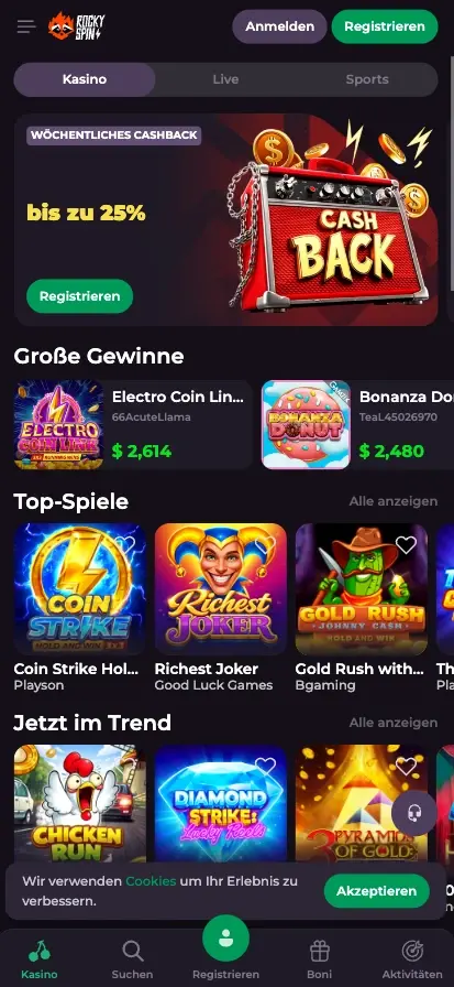 Rockyspin Casino App in Deutschland