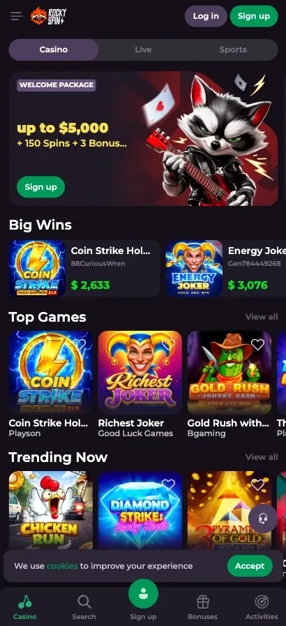 Rockyspin Casino App