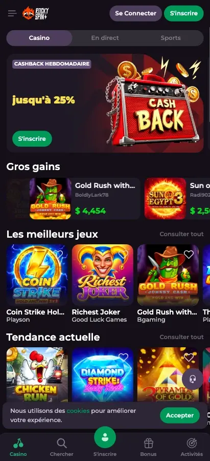 Rockyspin Casino App : jouer sur mobile en France
